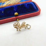 Sterling Silver Spinning Wheel Charm Pendant Vintage c1970