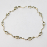 Sterling Silver & White Topaz Wave Pattern Tennis Bracelet Vintage c1970