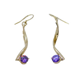 Pair of Sterling Silver Purple Crystal Twisted Drop Earrings Modern c2000