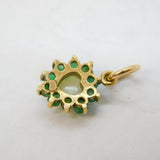 9ct Yellow Gold, Emerald & Heart-Cut Opal Drop Pendant Vintage c1970s