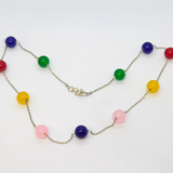 Sterling Silver & Semi-Precious Bead Set Necklace Vintage c1970s