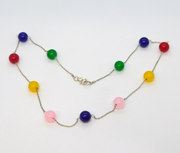 Sterling Silver & Semi-Precious Bead Set Necklace Vintage c1970s