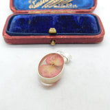 Sterling Silver & Resin Set Flower Petal Pendant Vintage c1970