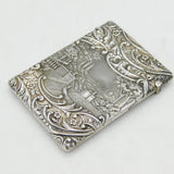 Edwardian Sterling Silver Regency Scene Card Case Antique 1904 Birmingham