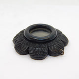 Victorian Carved Bog Oak Floral Picture Locket Pendant Antique c1880s