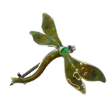 Art Deco Sterling Silver & Enamel Dragonfly Brooch Pin Antique c1920s