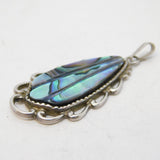 Australian Sterling Silver Abalone Set Drop Pendant Vintage c1970s
