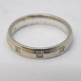 9ct White Gold & Three-Stone Brilliant Cut Diamond Set Band Ring Vintage London
