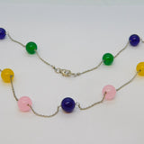 Sterling Silver & Semi-Precious Bead Set Necklace Vintage c1970s