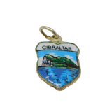 Sterling Silver & Enamel Gibralter Travel Shield Charm Pendant Vintage c1970