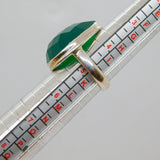 Sterling Silver Faceted Peardrop Natural Green Stone Ring Vintage c1970 Size J