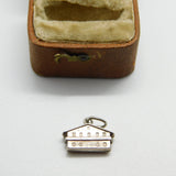 Sterling Silver Ski Chalet Charm Pendant Vintage c1970