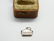 Sterling Silver Ski Chalet Charm Pendant Vintage c1970