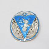 Siam Sterling Silver & Blue Niello Enamel Dancing Goddess Brooch Antique