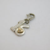 Sterling Silver & Gold Diamond Set 16th Birthday Charm Pendant Modern c2000s