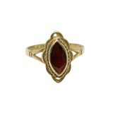 Sterling Silver Faceted Garnet Deco Style Dress Ring Vintage c1980's Size K 1/2