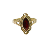 Sterling Silver Faceted Garnet Deco Style Dress Ring Vintage c1980's Size K 1/2