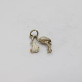 Sterling Silver Stork With Enamel Baby In Blanket Charm Pendant Vintage c1970