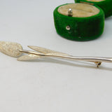 Frosted Sterling Silver Rose Flower Sweetheart Brooch Vintage c1980