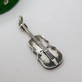 Sterling Silver Violin Form Drop Pendant Antique c1920 Art Deco