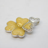 Sterling Silver Carved Faceted Opal Set Shamrock Charm Pendant Vintage c1970s
