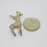 Sterling Silver Patterned Textured Giraffe Charm Pendant Vintage c1970