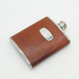 Stainless Stell & Leather 175ml Hip Flask Vintage English Made c2000