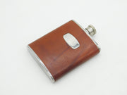 Stainless Stell & Leather 175ml Hip Flask Vintage English Made c2000