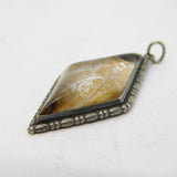 Art Deco Sterling Silver Morpho Butterfly Wing Drop Pendant Antique c1920s