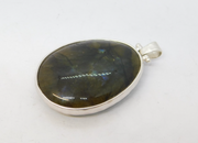 Studio Jewellery Large Sterling Silver Labradorite Drop Pendant Vintage c1970
