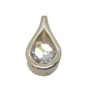 Sterling Silver Round Paste Set Peardrop Charm Pendant Vintage c1970