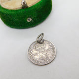 Sterling Silver George V Threepence Coin Drop Charm Pendant Antique 1919