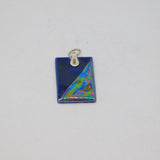 Sterling Silver Two-Tone Metallic Resin Rectangle Studio Pendant Modern c1990s