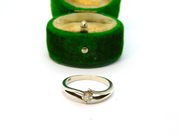 Sterling Silver Split Band Spinel Set Solitaire Ring Vintage c1970 Size O