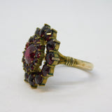 20th Century Austro-Hungarian Silver Gilt Bohemian Garnet Floral Ring Antique