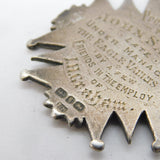 Victorian Sterling Silver Pub Tavern Interest Presentation Fob Antique 1890