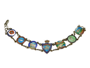 Sterling Silver & Colourful Enamel Bahamas Souvenir Bracelet Antique c1940