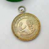 Sterling Silver Gilt Poetry Society Fob Medal Antique 1947 Birmingham