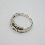 Sterling Silver 5 Stone CZ Star Pattern Band Dress Ring Modern c1990 Size V