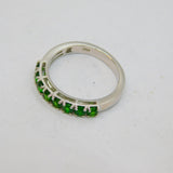 Sterling Silver 8 Green Tourmaline Half Eternity Ring Vintage c1990 Size Q 1/2