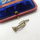 Sterling Silver Miniature Trumpet Charm Pendant Vintage c1970