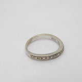 Sterling Silver Single Diamond Set Patterned Band Ring Vintage c1970 Size K 1/2