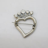 Victorian Sterling Silver Paste Set Witches Heart Brooch Antique c1840s
