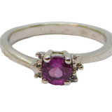 Sterling Silver Pink Tourmaline Solitaire Dress Ring Vintage c1970 Size N 1/2