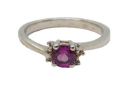 Sterling Silver Pink Tourmaline Solitaire Dress Ring Vintage c1970 Size N 1/2
