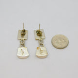 Pair of Mexican 950 Silver Synthetic Pink Opal Stud Drop Earrings Vintage c1970