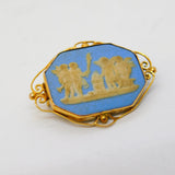 Victorian 9ct Gold Mounted Wedgwood Jasperware Cameo Brooch Antique c1840s