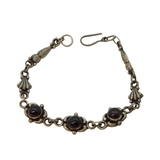 Sterling Silver & Deep-Red Garnet Set Studio Bracelet Vintage c1970s