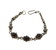 Sterling Silver & Deep-Red Garnet Set Studio Bracelet Vintage c1970s