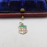 Sterling Silver and Enamel Travel Shield Charm Pendant Vintage c1970